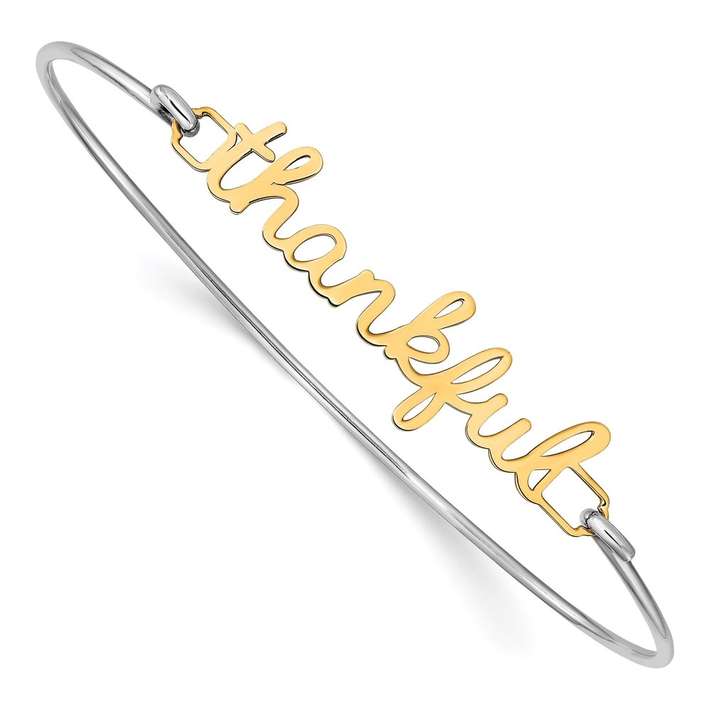 Gold-Plated Sterling Silver Name Plate on Bangle Bracelet