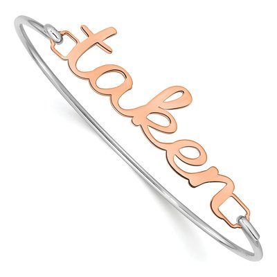 Rose Gold-Plated Sterling Silver Personalized Name Plate Bangle Bracelet – view 2