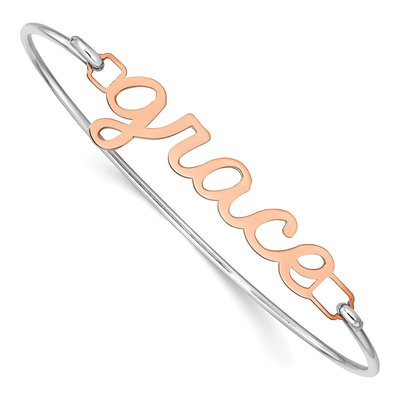 Rose Gold-Plated Sterling Silver Personalized Name Plate Bangle Bracelet – view 4