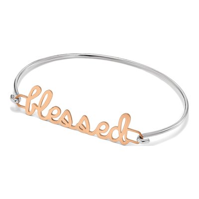 Rose Gold-Plated Sterling Silver Personalized Name Plate Bangle Bracelet – view 8