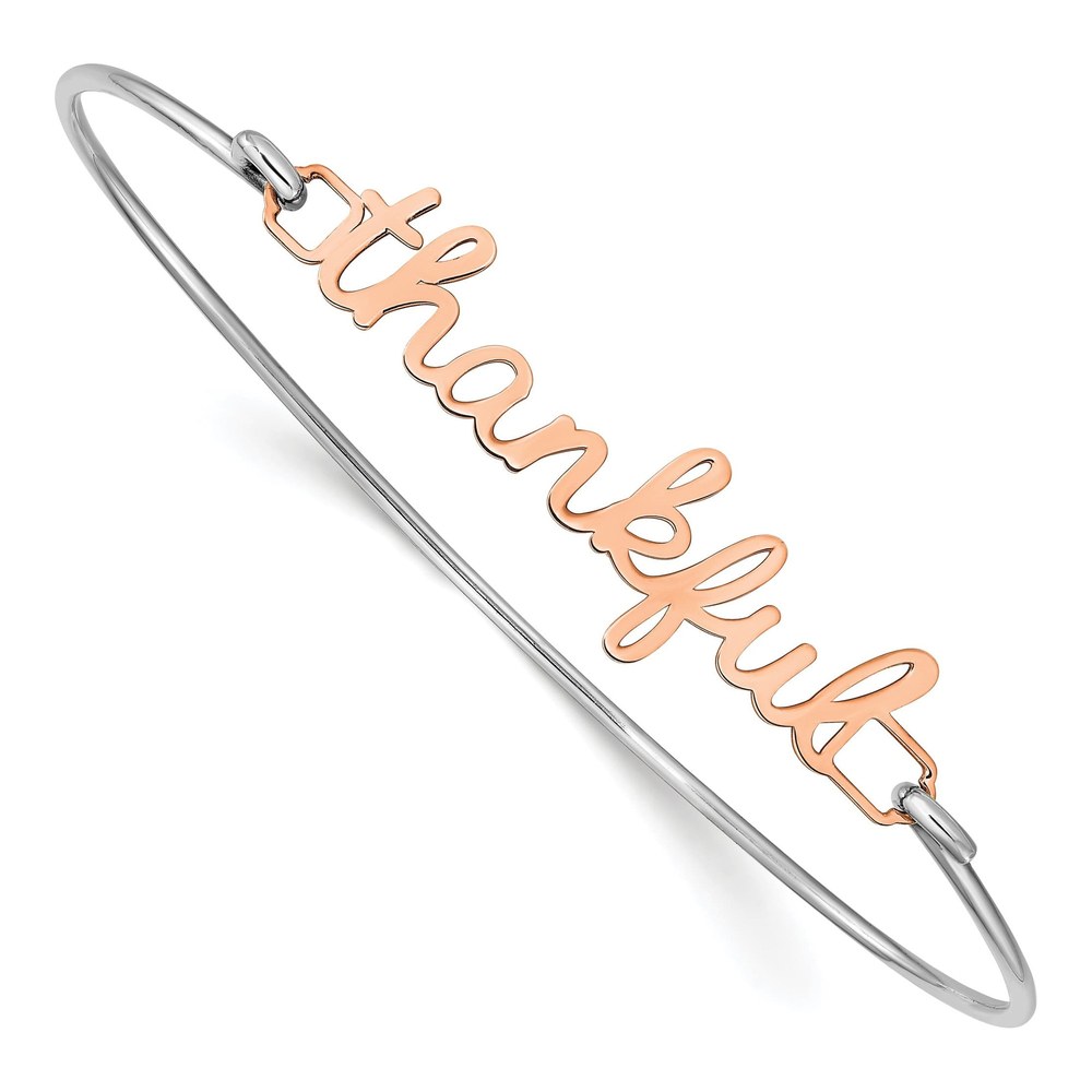 Rose Gold-Plated Sterling Silver Personalized Name Plate Bangle Bracelet