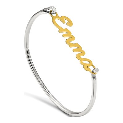 Gold-Plated Sterling Silver Name Plate on Bangle Bracelet – view 5