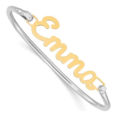 Gold-Plated Sterling Silver Name Plate on Bangle Bracelet