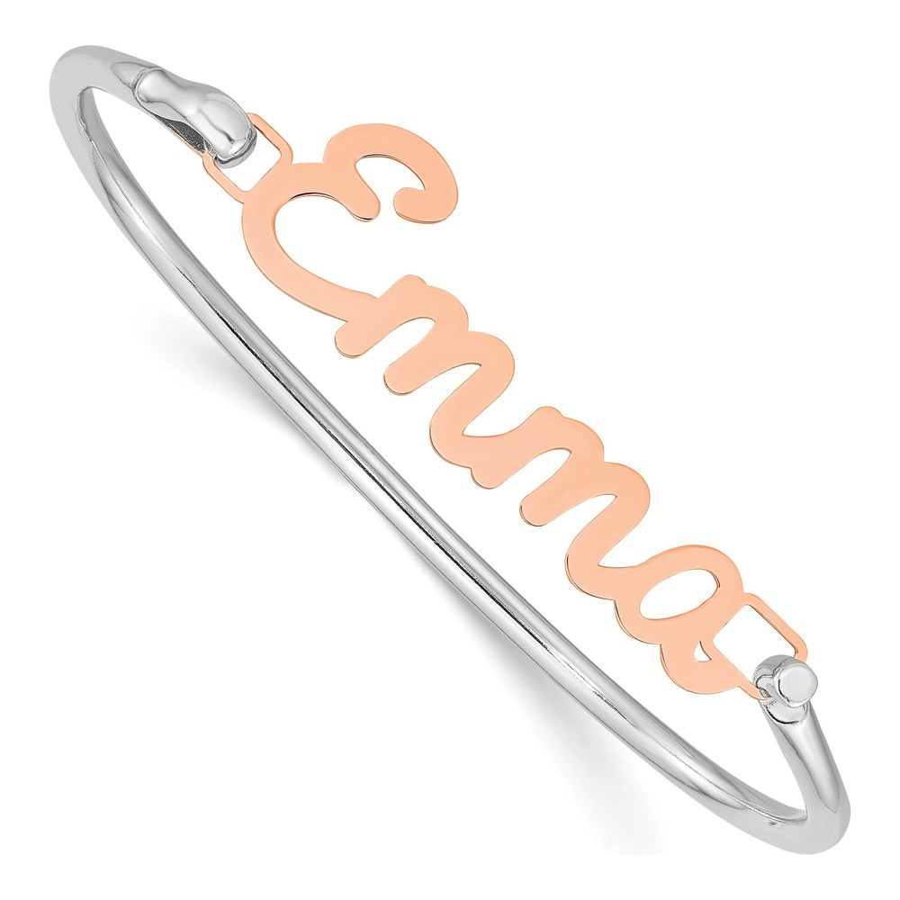 Rose Gold-Plated Sterling Silver Personalized Name Plate Bangle Bracelet