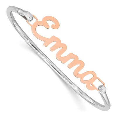 Rose Gold-Plated Sterling Silver Personalized Name Plate Bangle Bracelet