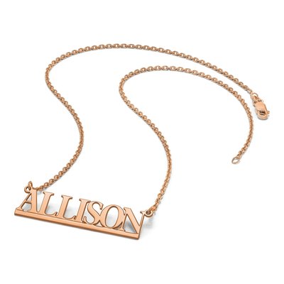 14K Rose Gold Bamberg Font Name Plate Pendant – view 6