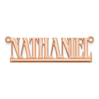 14K Rose Gold Aegina Font Name Plate Pendant – view 4