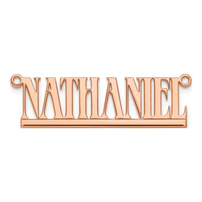 14K Rose Gold Aegina Font Name Plate Pendant – view 5