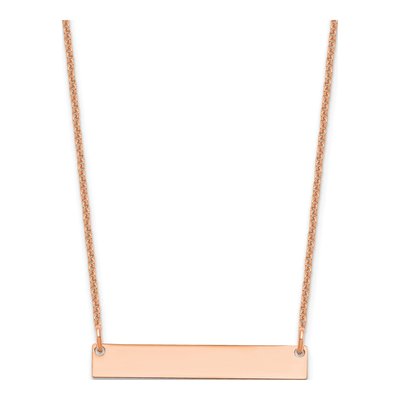 14K Rose Gold Small Blank Bar Necklace