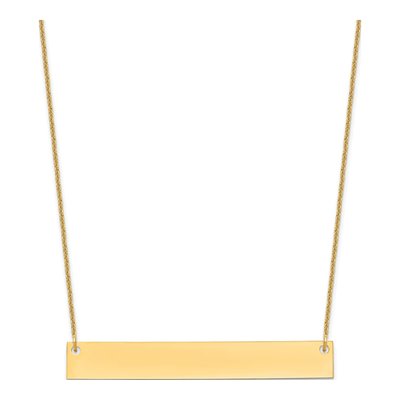 14K Yellow Gold Large Blank Bar Necklace