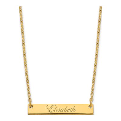 Gold-Plated Sterling Silver Personalized Script Bar Necklace