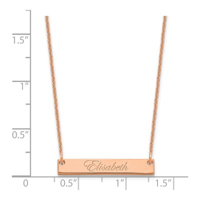 14K Rose Gold Personalized Script Bar Necklace – view 2