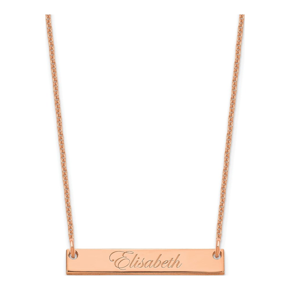 14K Rose Gold Personalized Script Bar Necklace