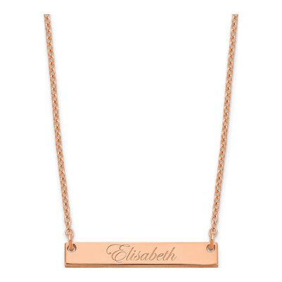 Rose Gold-Plated Sterling Silver Personalized Bar Necklace