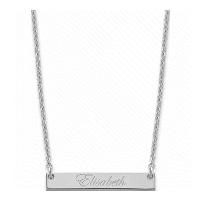 Sterling Silver Personalized Script Bar Necklace