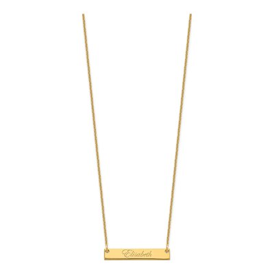 14K Yellow Gold Personalized Script Bar Necklace – view 2