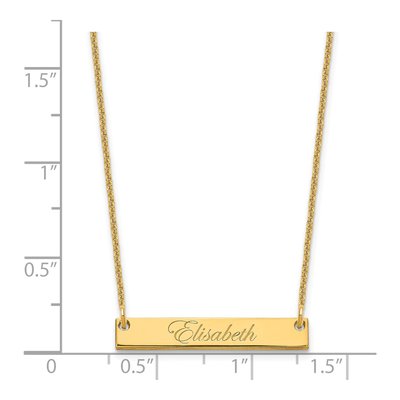 14K Yellow Gold Personalized Script Bar Necklace – view 3
