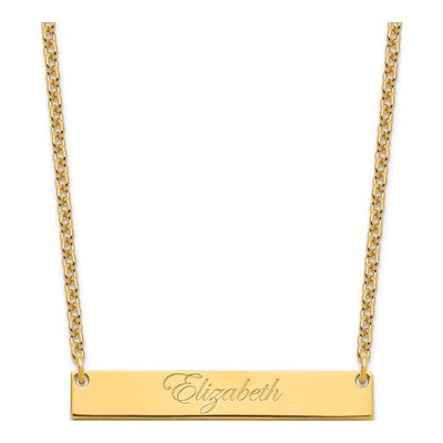 Gold-Plated Sterling Silver Personalized Script Bar Necklace