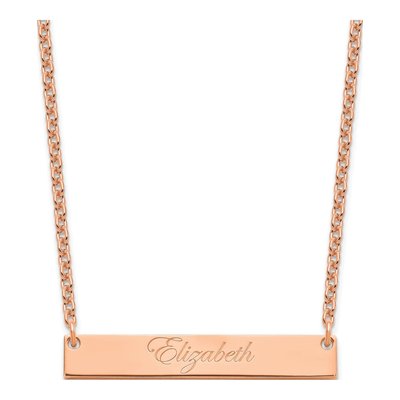 Rose Gold-Plated Sterling Silver Personalized Bar Necklace