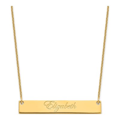 14K Yellow Gold Personalized Bar Necklace