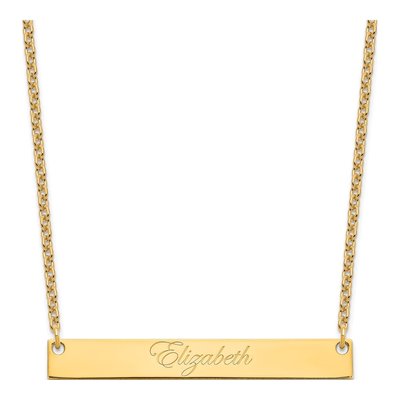 Gold-Plated Sterling Silver Personalized Script Bar Necklace