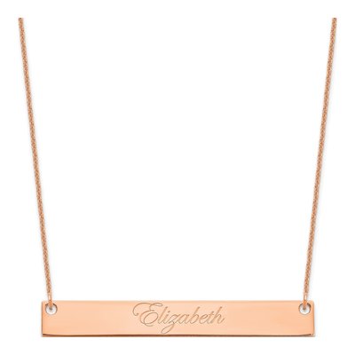 14K Rose Gold Personalized Bar Necklace