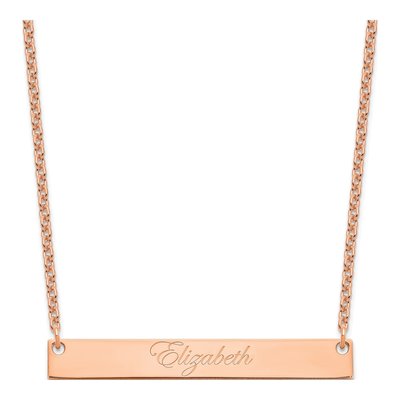 Rose Gold-Plated Sterling Silver Personalized Script Bar Necklace