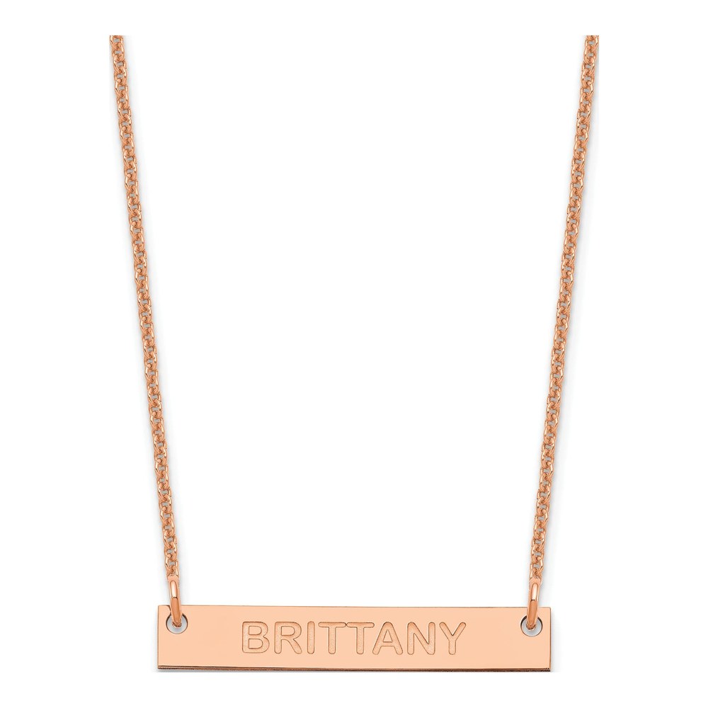 14K Rose Gold Personalized Bar Necklace, 18 In
