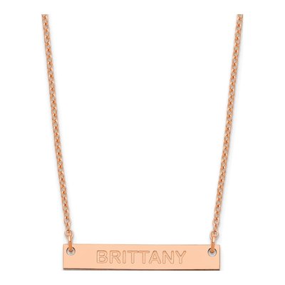 Rose Gold-Plated Sterling Silver Personalized Bar Name Necklace
