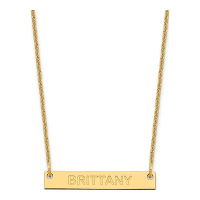 14K Yellow Gold Personalized Bar Necklace