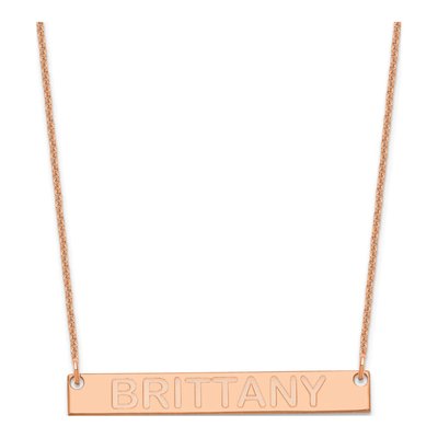 14K Rose Gold Personalized Bar Necklace