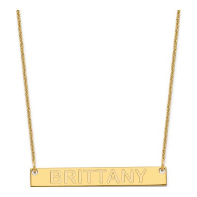 14K Yellow Gold Personalized Bar Name Necklace