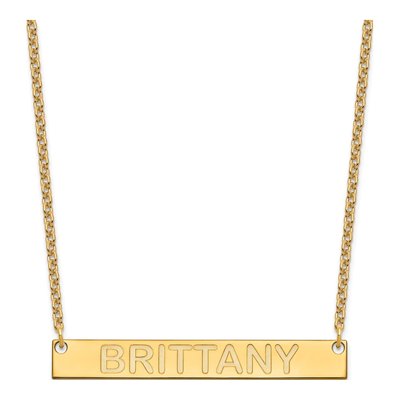 Gold-Plated Sterling Silver Personalized Large Bar Name Necklace – view 2