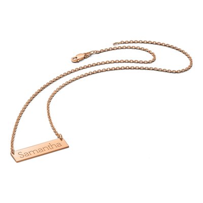 14K Rose Gold Small Name Bar Necklace – view 3