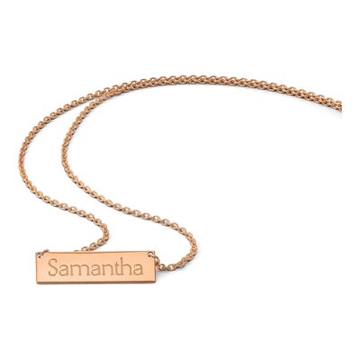 14K Rose Gold Small Name Bar Necklace – view 4