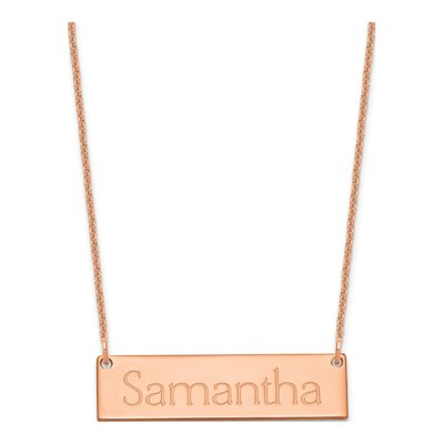14K Rose Gold Small Name Bar Necklace