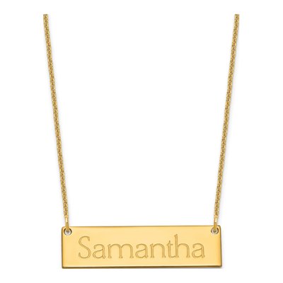 14K Yellow Gold Personalized Name Bar Necklace
