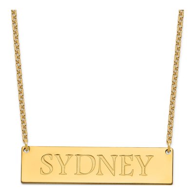 Gold-Plated Sterling Silver Personalized Large Name Bar Necklace