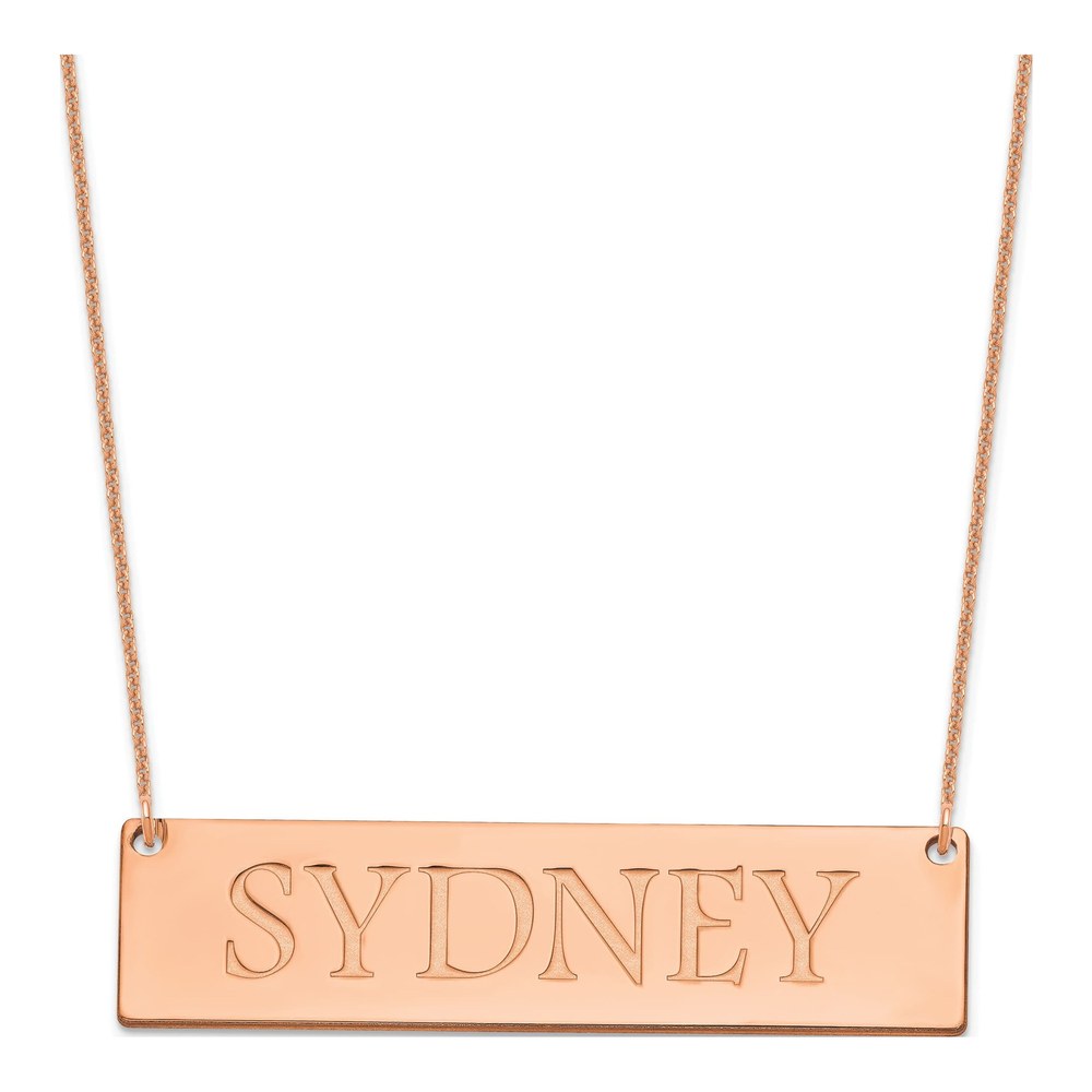 14K Rose Gold Large Personalized Name Bar Necklace
