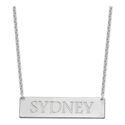 Sterling Silver Large Personalized Name Bar Necklace – view 2
