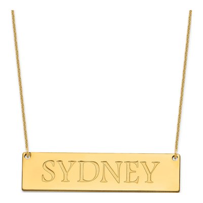 14K Yellow Gold Large Personalized Name Bar Necklace