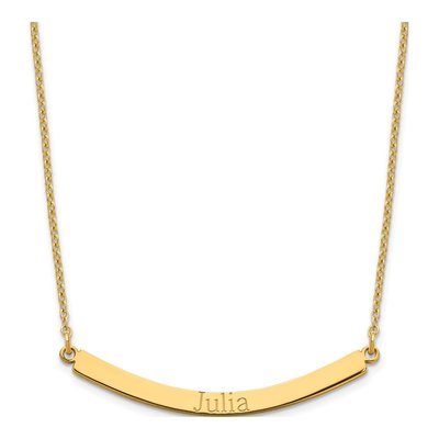 Gold-Plated Sterling Silver Personalized Curved Bar Necklace