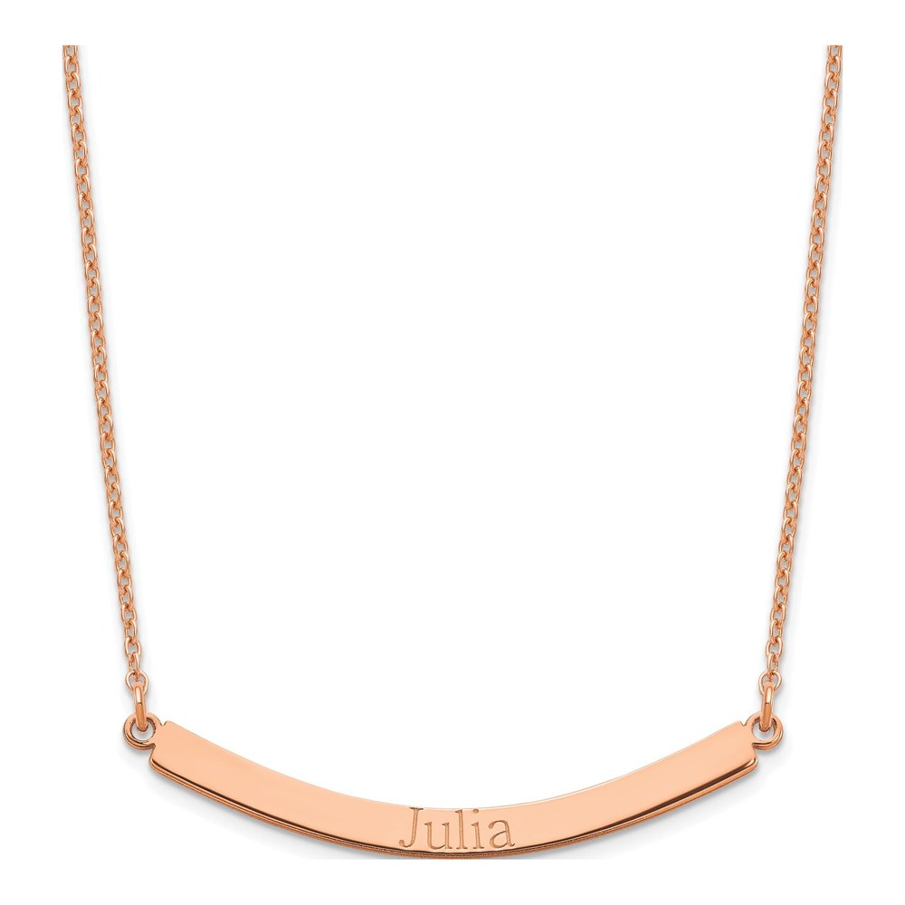 Rose Gold-Plated Sterling Silver Personalized Curved Bar Necklace