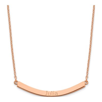 Rose Gold-Plated Sterling Silver Personalized Curved Bar Necklace
