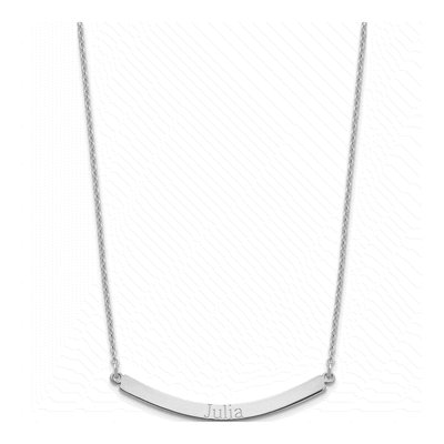 Sterling Silver Personalized Curved Bar Necklace – view 2