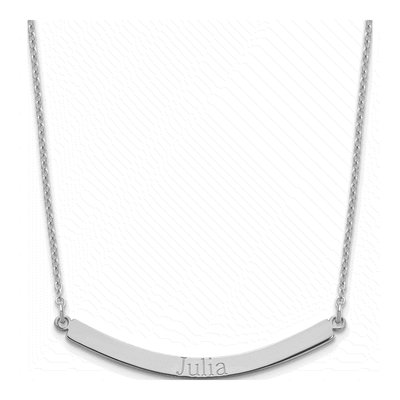 Sterling Silver Personalized Curved Bar Necklace