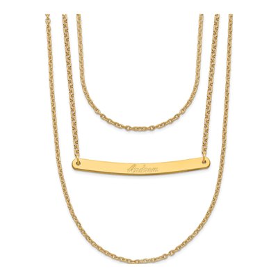 Gold-Plated Sterling Silver Personalized 3-Chain Bar Necklace – view 2