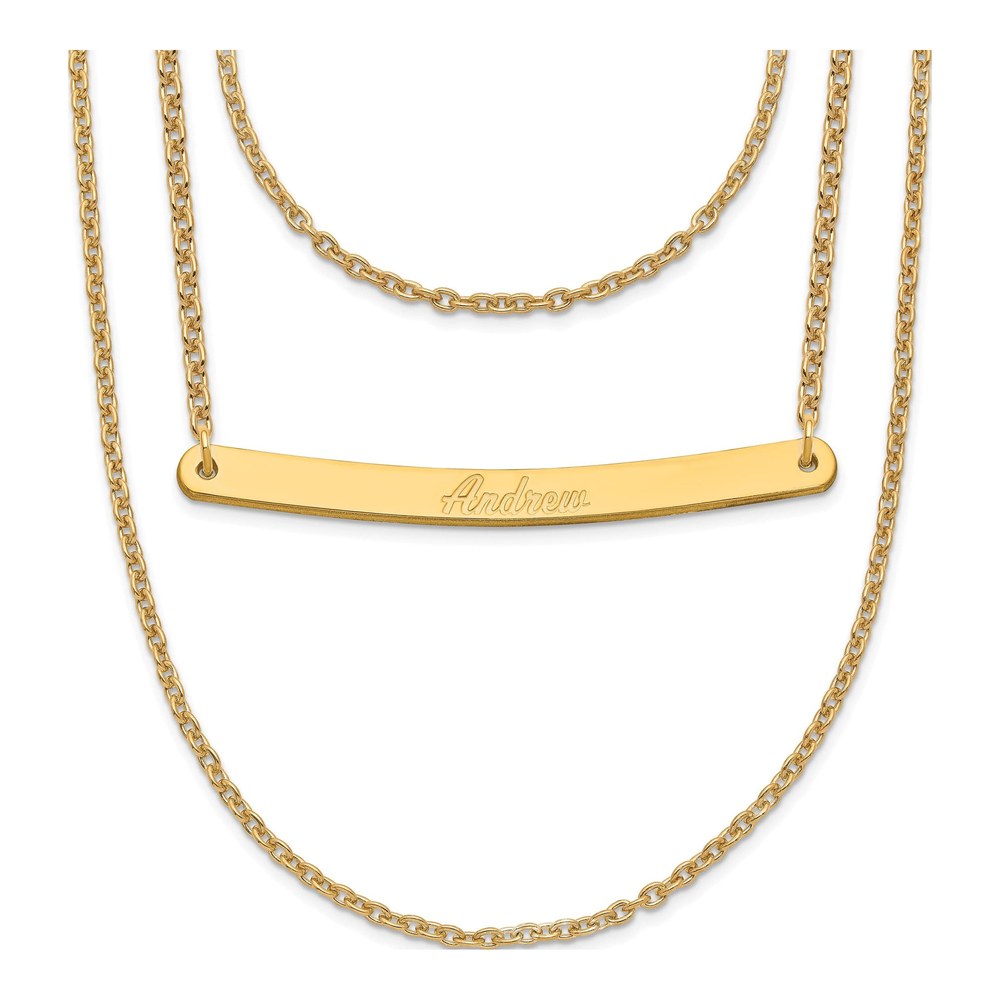 Gold-Plated Sterling Silver Personalized 3-Chain Bar Necklace