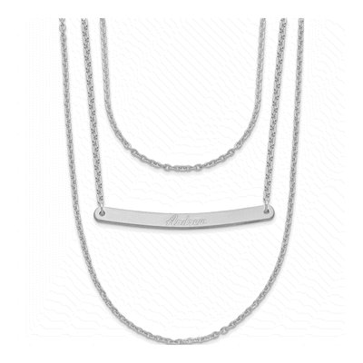 Sterling Silver 3-Chain Bar Necklace – view 2