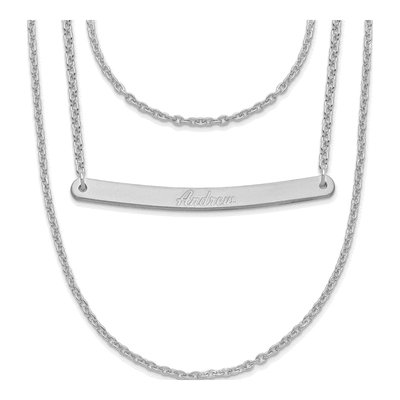Sterling Silver 3-Chain Bar Necklace